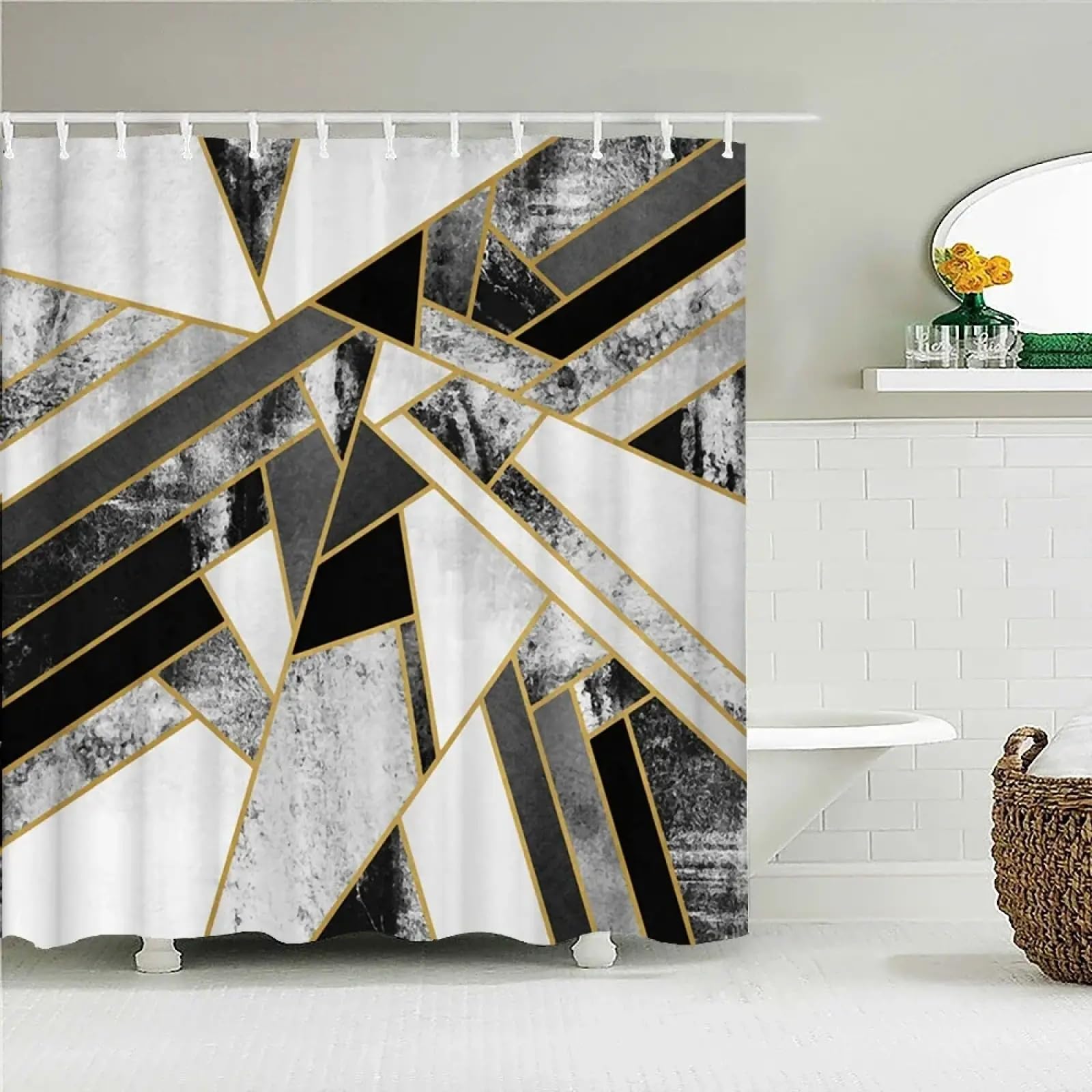 Rideau de douche en tissu polyester de qualité supérieure motif marbre