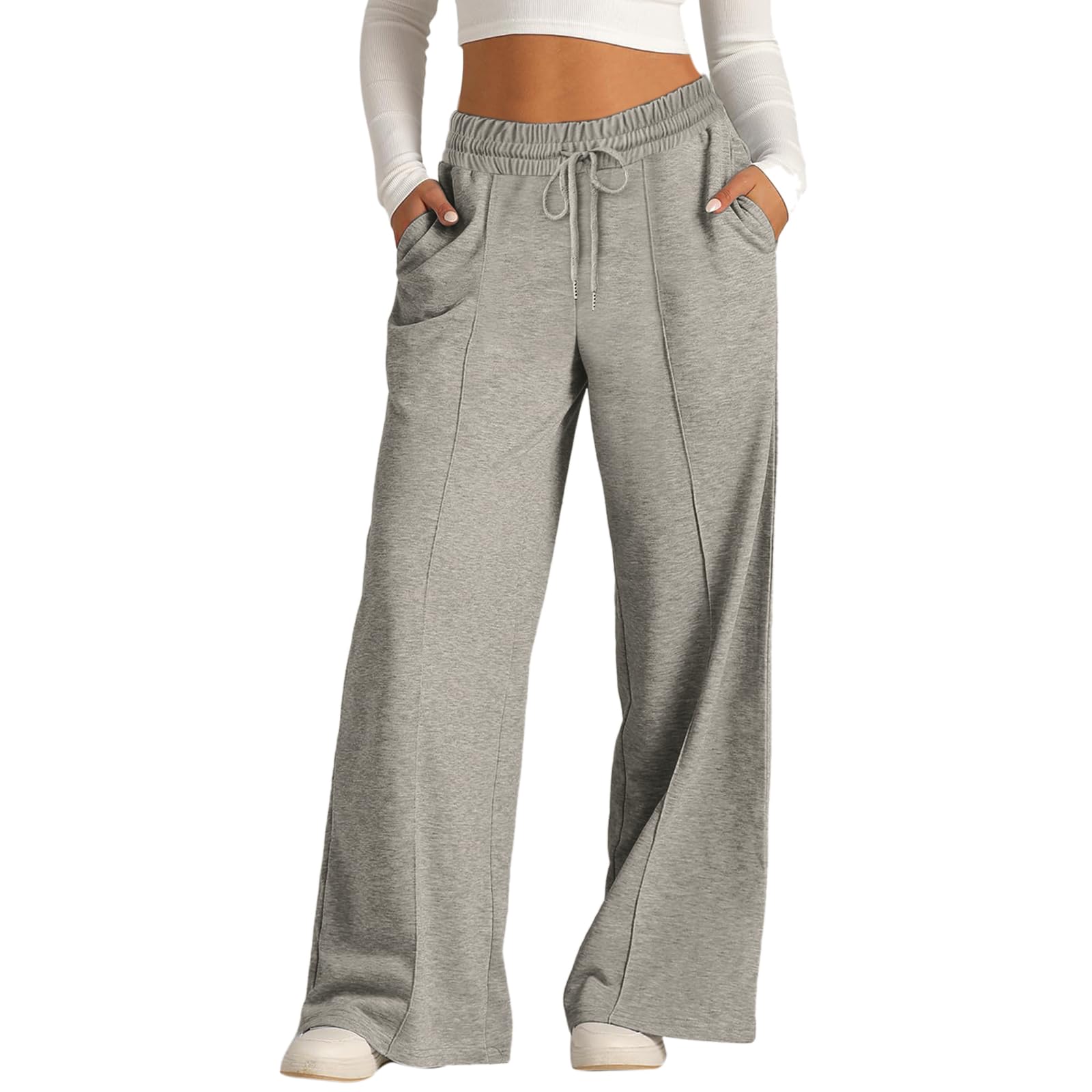 Pantaloni Sportivi Donna Larghi Pantaloni da Jogging Gamba Larga Pantalone della Tuta Vita Alta della con Tasche Pantaloni Jogger Fitness Sport Yoga