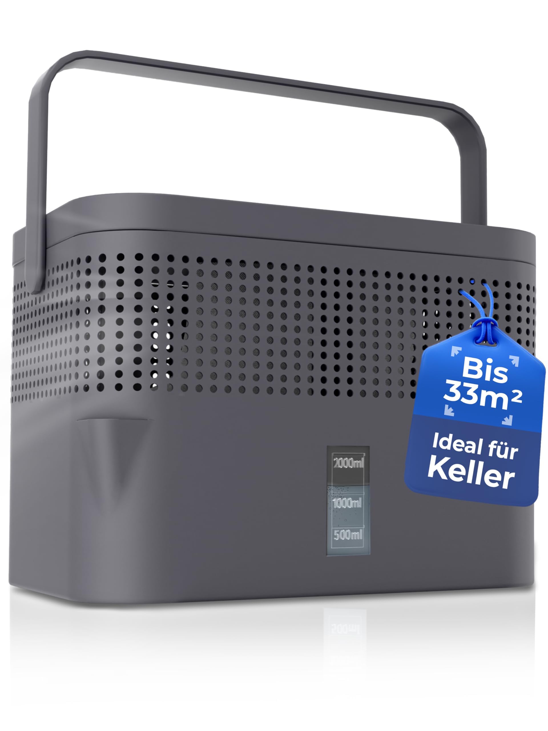BonAura AirOne Max Dehumidifier without Electricity, 360° Ventilation, Room Dehumidifier with Spout & 980g Granules, Mould & Odour Protection, Up to 33m², Titanium Grey