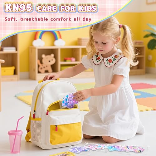 Miniatura 2 de FENFEN Mascarilla KN95 desechable para niños, paquete de 50 mascarillas KN 95 para niños, tamaño pequeño, transpirable, para niñas y niños KN95,