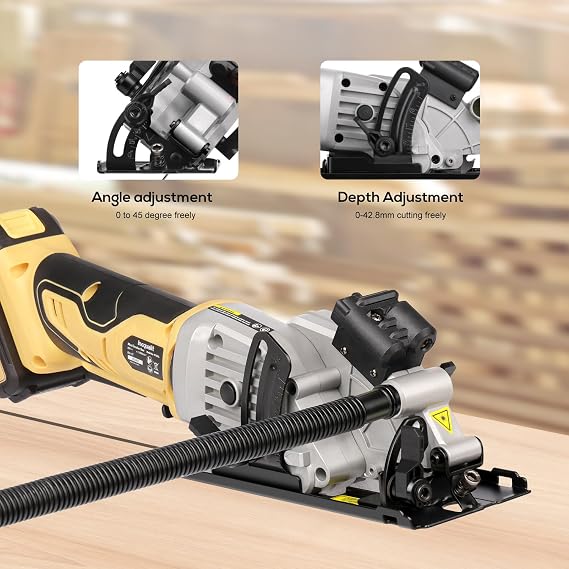 Mini Circular Saw, 3400 RPM 4-1/2 Inch Cordless Circular Saw with Laser Guide, Rip Guides, 2 Blades (24T Wood + 60T Metal), Max Cutting Depth 1-11/16 (90), 1-1/8 (45)