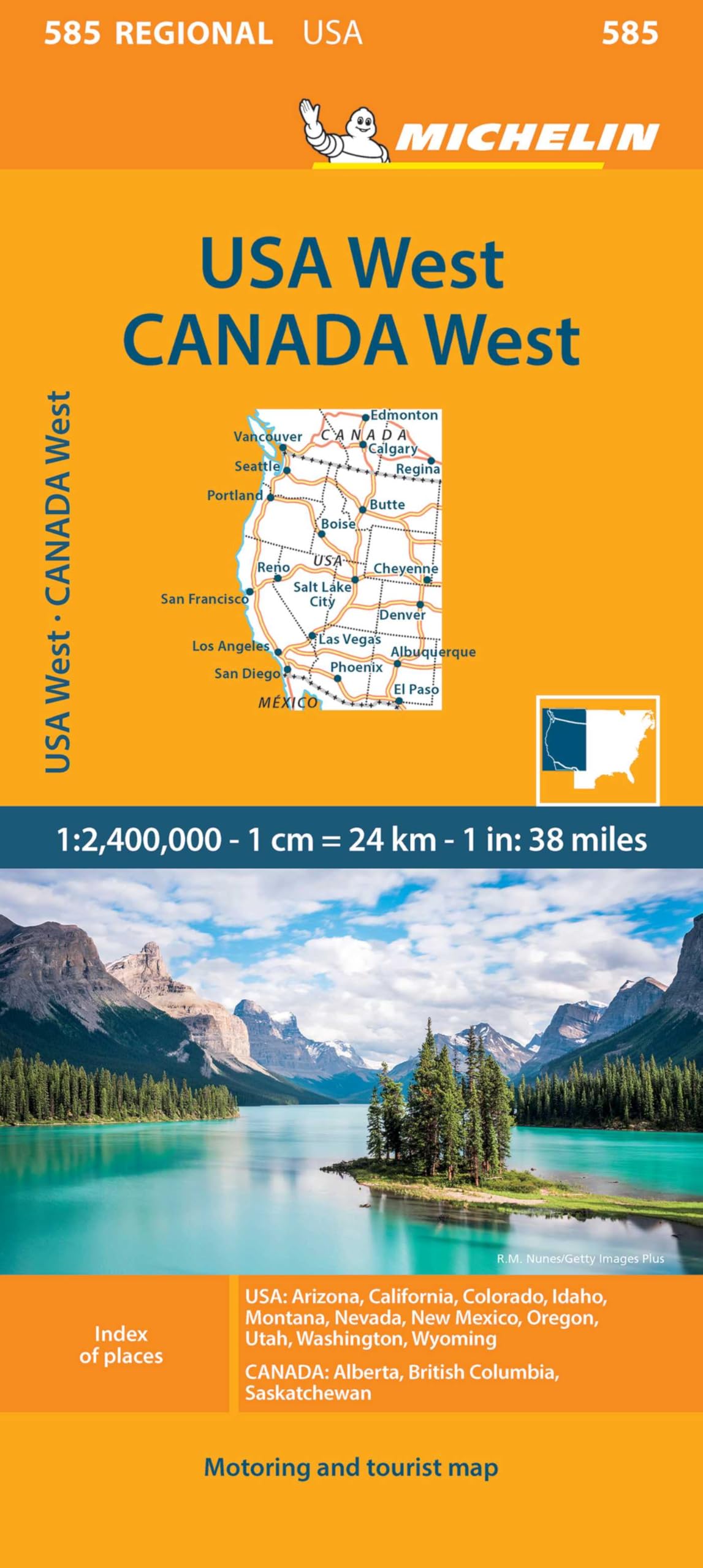 Western USA, Western Canada - Michelin Regional Map 585: Usa: Arizona, California, Colorado, Idaho, Montana, Nevada, New Mexico, Oregon, Utah, ... Columbia, Saskatchewan (Michelin, 585)