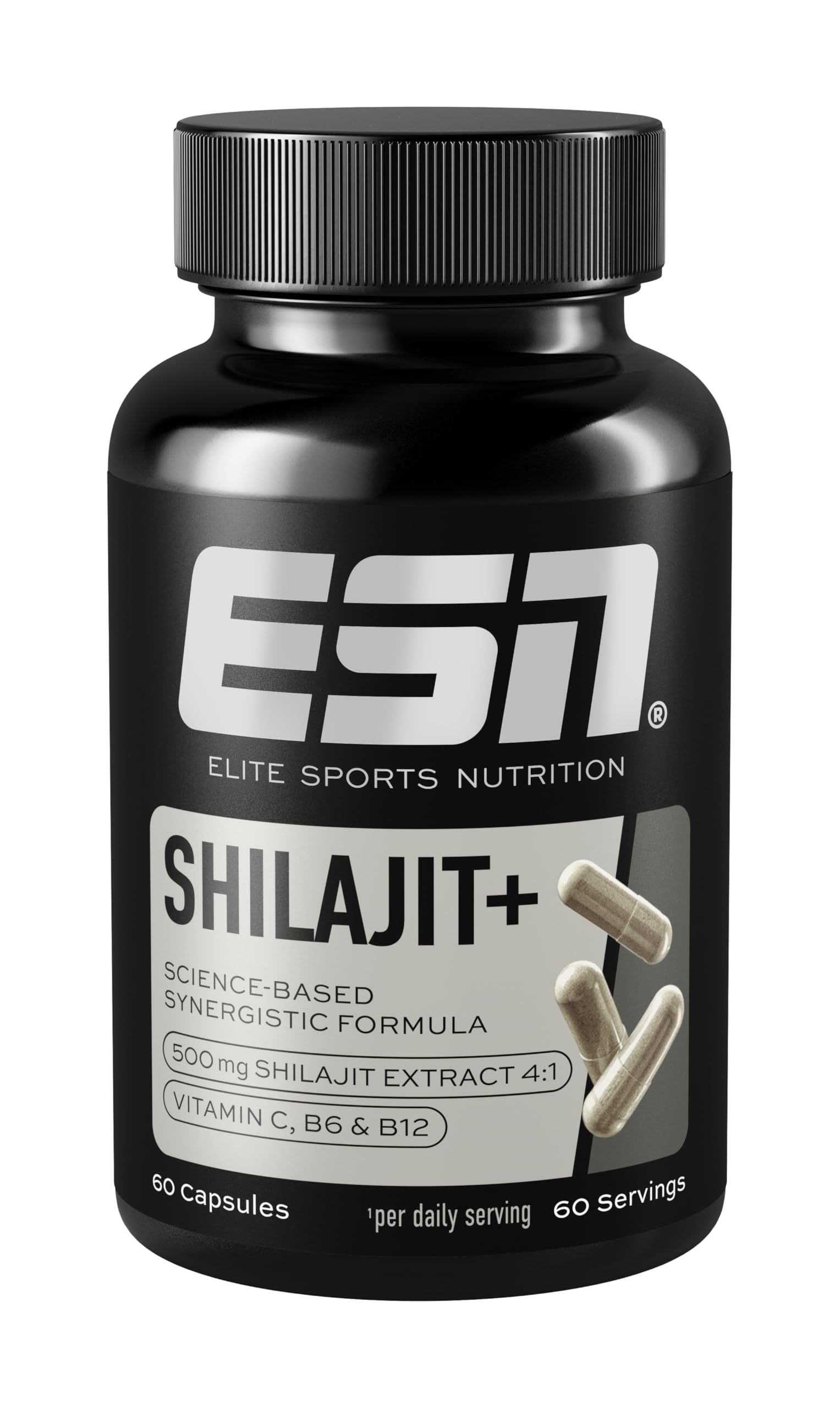 ESN Shilajit+, 60 Vegan Capsules, high dose with 2000 mg shilajit Extract, with Vitamins and Piperine