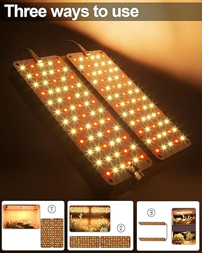 Miniatura 2 de DOMMIA Luces de cultivo para plantas de interior, paquete de 3 luces LED de espectro completo con temporizador de encendido y apagado automático,