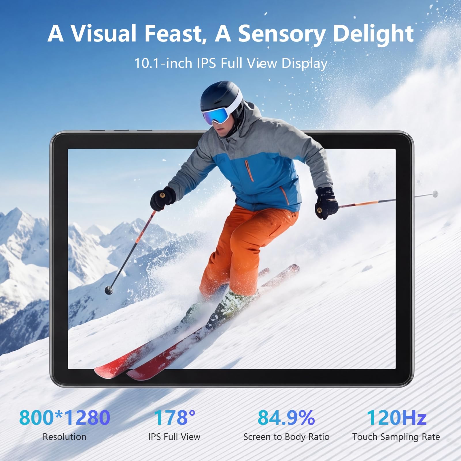 Tablet 10 Pollici, Android 15 Tablet con 30GB RAM 128GB ROM (2TB Espandibili), Octa-Core, Widevine L1, WiFi 5G, 5MP +13MP, 6000mAh, Custodia inclusa-Nero