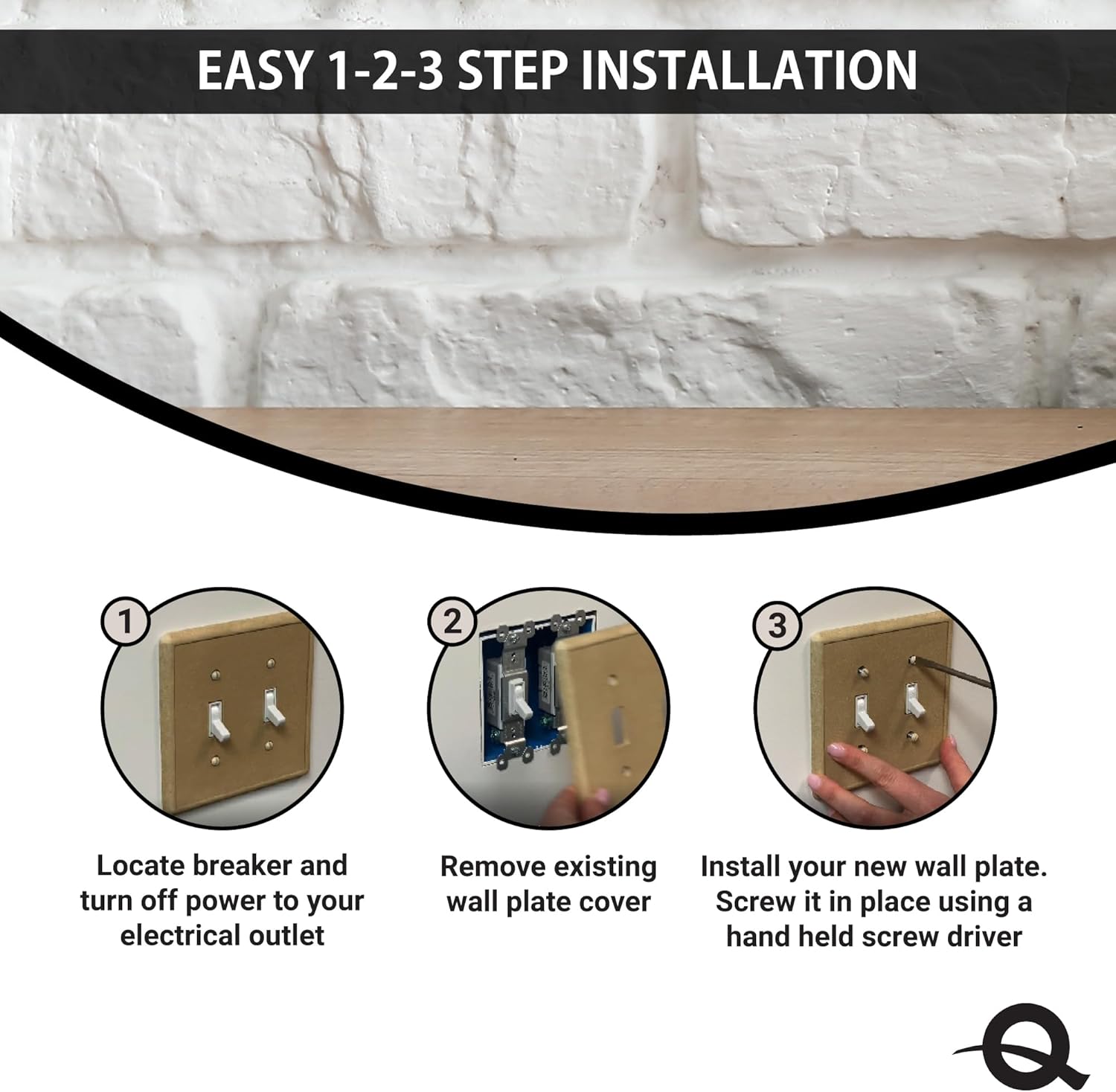 Questech Outlet Cover, Single Duplex Wall Plate 1-Gang Switch Plate Standard Size Electrical Outlet Receptacle Cover, Decorative Tumbled Texture, Gray