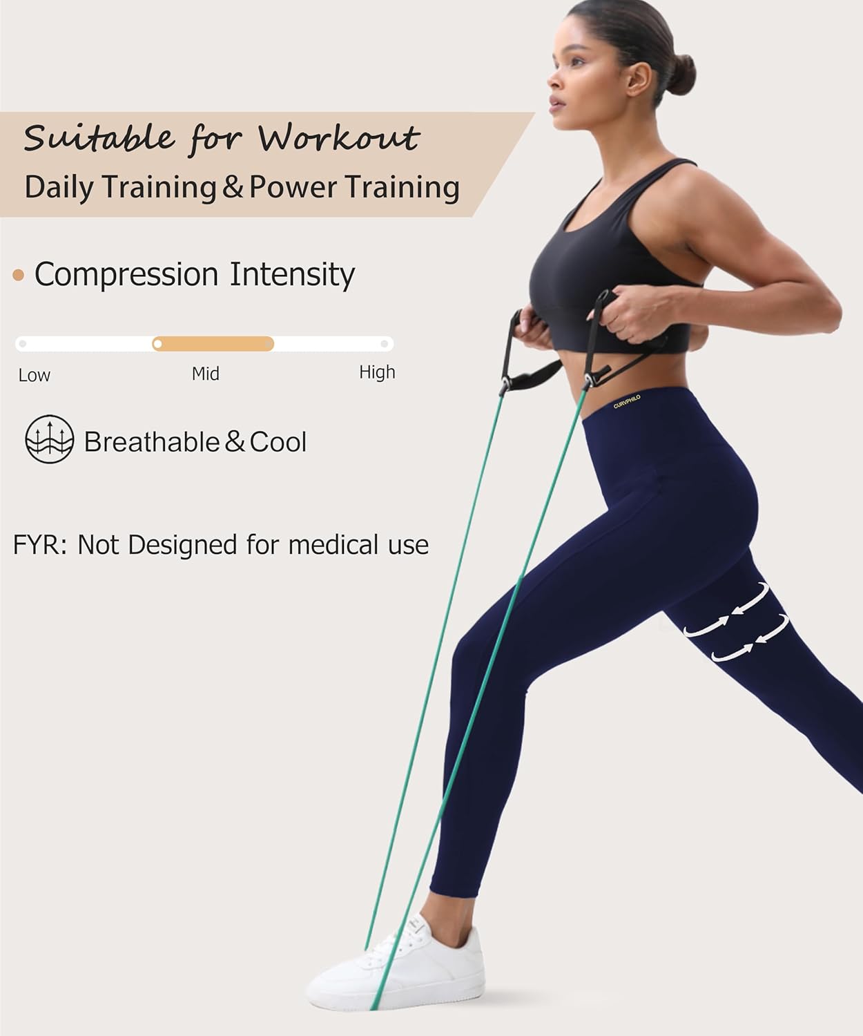 Women's Compression Leggings Butt Lifting Work Out Athletic Gym High Waist Tummy Control Stretchy with Pockets - Image 3