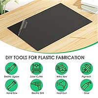 Vista 4 de Hoja de plástico ABS de 1/8 pulg. de grosor (3 mm) - 12" x 8", tablero termoplástico rígido impermeable negro para letreros, manualidades, proyectos