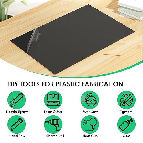 Miniatura 4 de CREGEAR Hoja de ABS de 18 de pulgada de grosor (0.118 in) - 12 x 8 pulgadas, hoja de plástico negro impermeable, lámina termoplástica rígida
