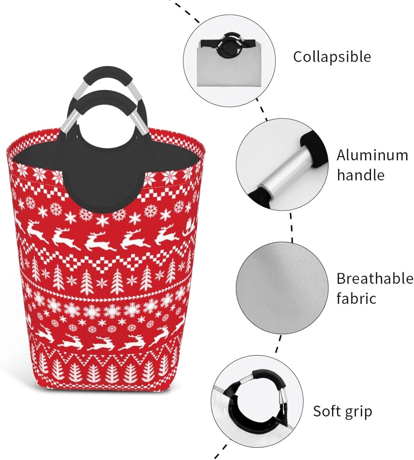 Merry Christmas Laundry Basket Organizer Collapsible Laundry Hamper Waterproof Nursery Storage Basket with Handles for Toy Organizer Bathroom Travel Clothes