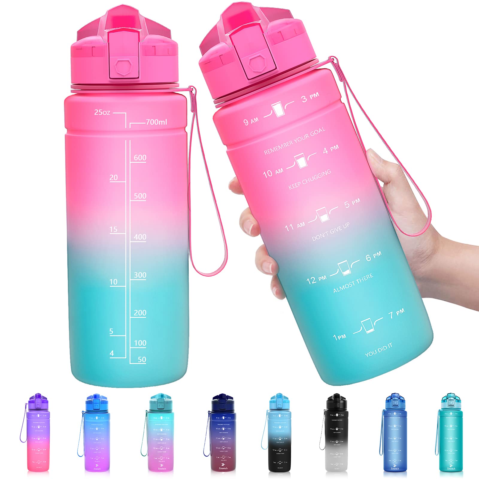 ZOUNICH Botella Agua Deporte, Botella Agua Niños sin BPA Reutilizable Plástico Tritan - 500 ml / 700 ml / 1 l, Cantimploras para Te con Filtro, para Infantil, Gimnasio, Bicicleta — view 21