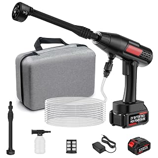 Cordless Pressure Washer Battery Powered,880PSI Cordless Power Washer with 4.0Ah Battery,6-in-1 Nozzle,3 Power Level Touch-Adjustable,Handheld Portable Pressure Washer for Cars Wash,Yard(Black+Orange) - Amazon product rated Grade B