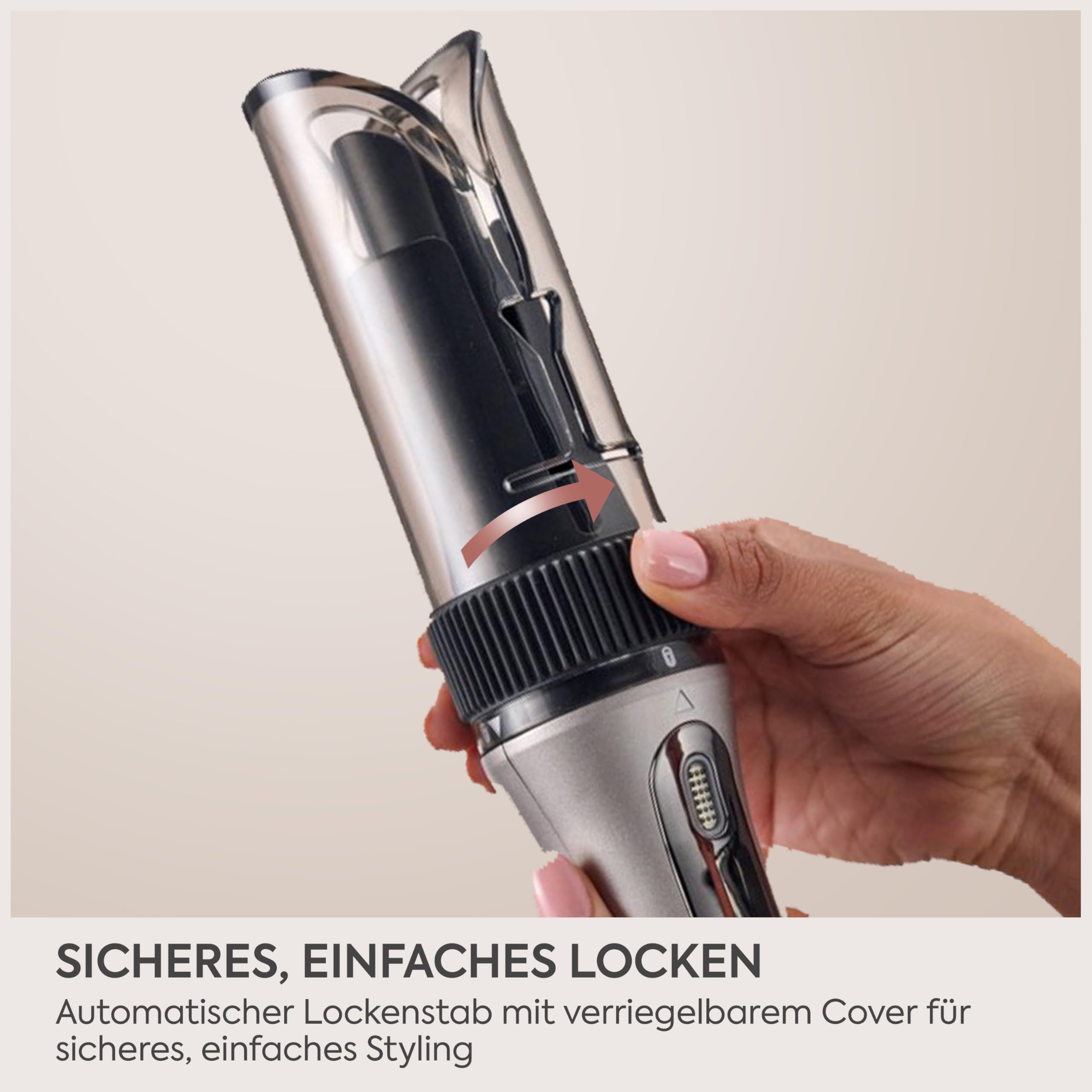 BaByliss Style Secret Air Automatisch Lockenstab – 25mm mit sanfter Wärme & Luftstrom, 48 Styling‑Kombinationen für definierte Locken, Beach Waves oder Föhn‑Look, für kurzes & langes Haar, C6686E