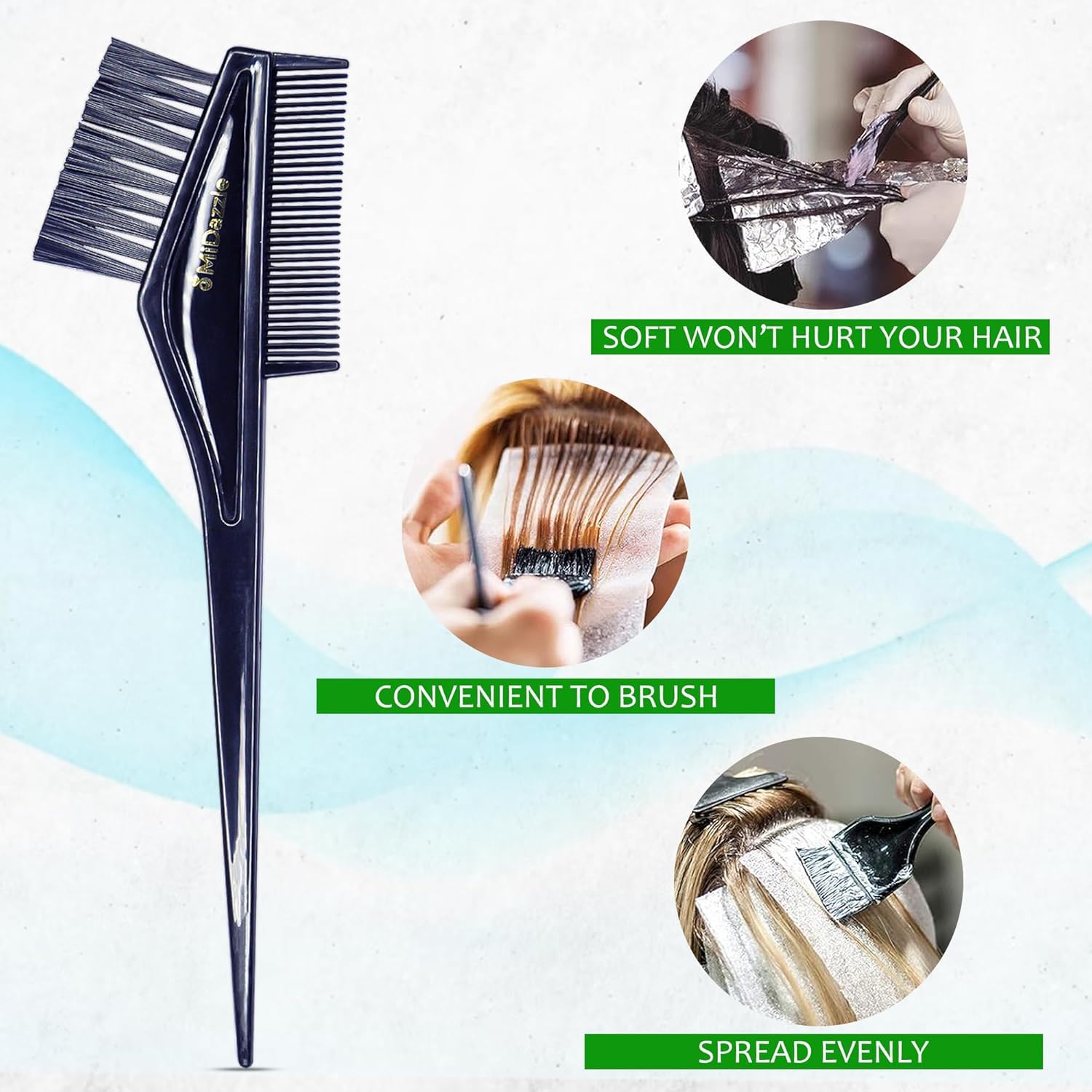 adbeni Professional Hair Coloring Kit for Women & Men, DIY Brush Set with Dye Mixing Bowl, Double Ended Extra Applicator Brushes, Reusable, Easy to Clean Tools for Salon Style Hair Color at Home 3