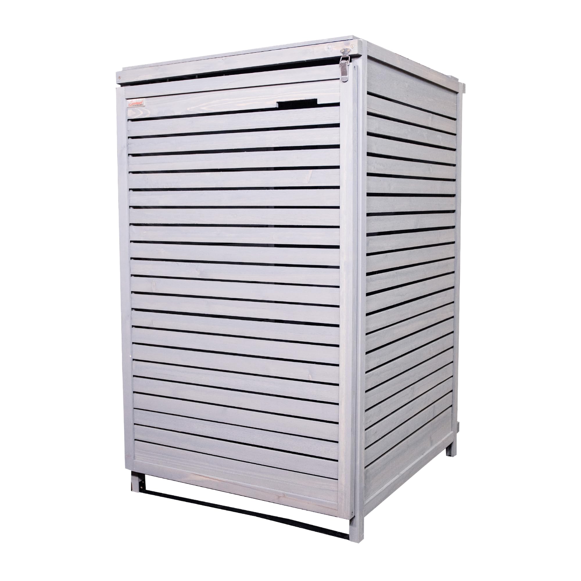 Samuel ALEXANDER 68cm x 1.14m Grey Wooden Outdoor Garden Wheelie Bin Store Storage for 1 Bin - Garden Bin Storage box, Wheelie Bin Hideaways, Bin Shed