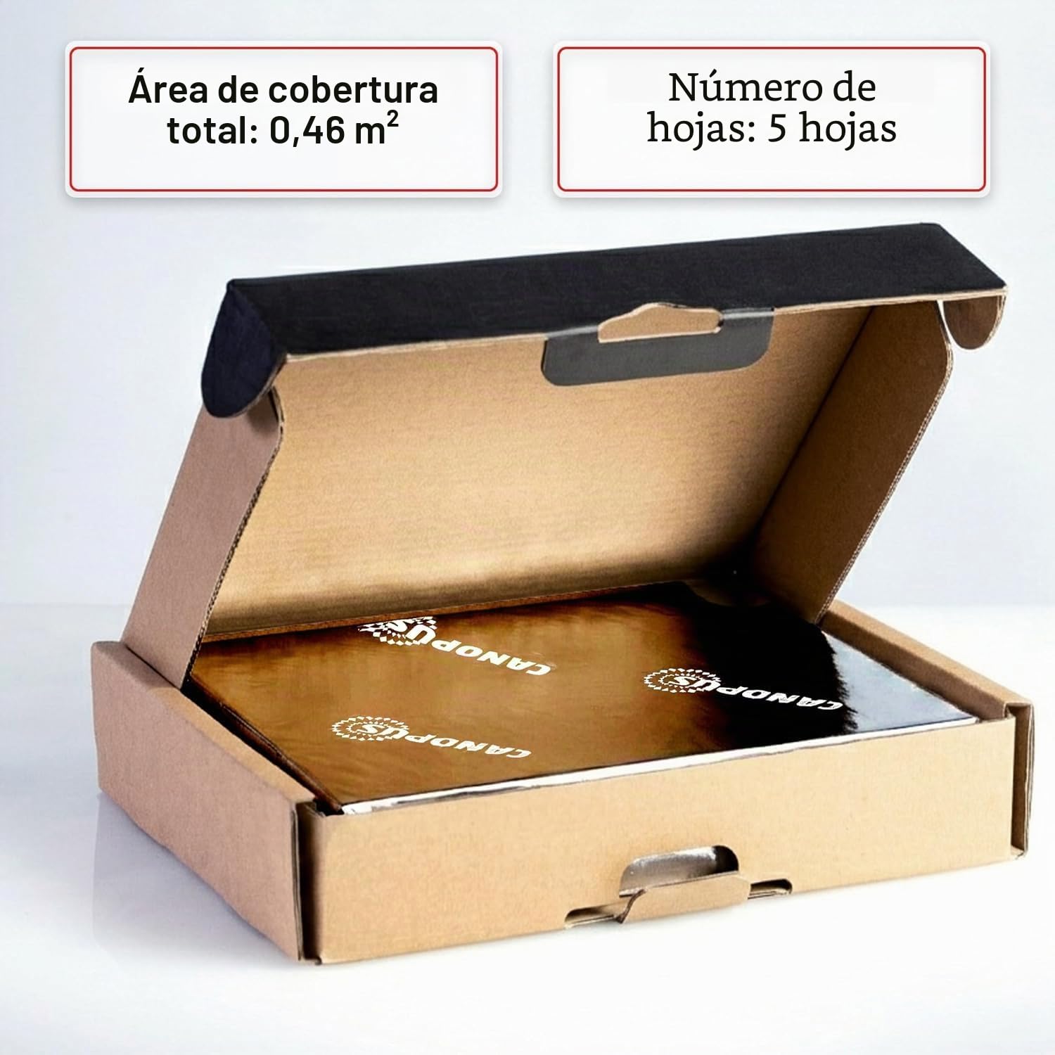 CANOPUS 2mm de Grosor 0,47m², 5 Hojas, Aislante Acustico Coche de Butilo, Insonorizacion Coche, Placas insonorizantes, stera de amortiguamiento de sonido de coche, insonorizacion coche