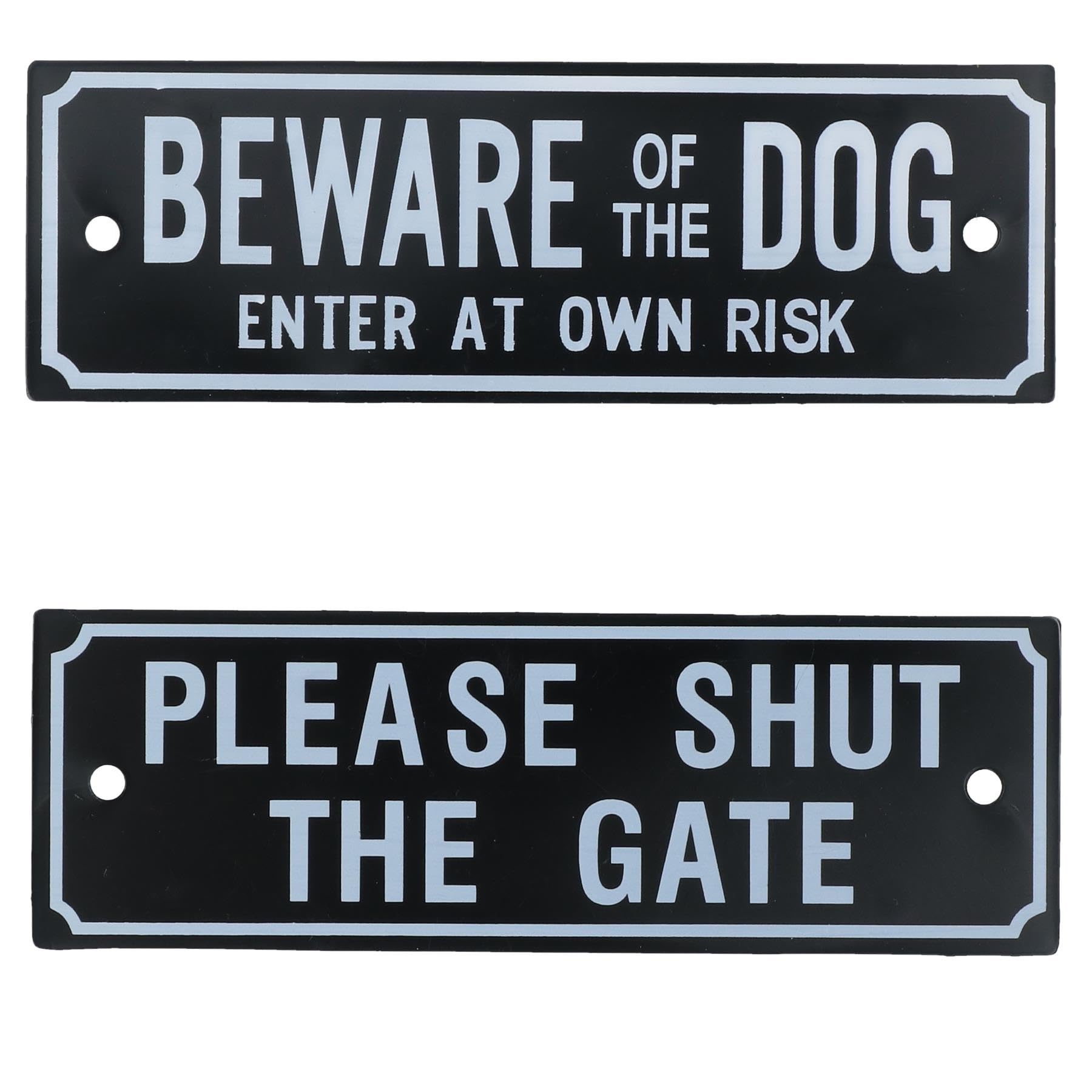 AB Tools Two Garden Gate Signs - 'Beware of Dog' & 'Shut the Gate' Dog Warning SIgn