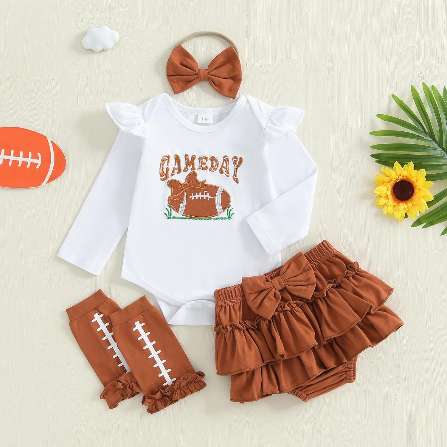Baby Girl Golf Outfit Newborn Short Sleeve Onesie Hole In One Romper Skirt Shorts Set Summer Clothes With Socks - Image 4