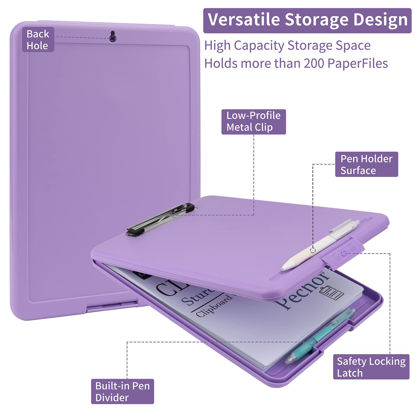 Pechor Clipboard A4, Clip Board Plastic with Storage, Nursing Clipboards Folder with Compartment Organizer - Image 3