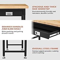 Vista 6 de Banco de trabajo ajustable de 48 pulgadas con almacenamiento de cajones, capacidad de carga de 2000 libras, estación de trabajo resistente con tomas