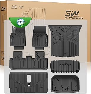 3W 9 Pieces for Tesla Model Y Standard 2026 Floor Mats & Boot Mats | Car Mats with Metal Plate, TPE Thorex™ All-weather, 3D Custom Fitment, Dog Friendly Car Accessory, Waterproof