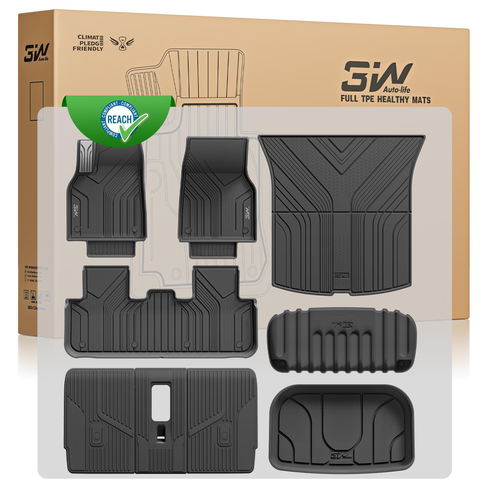 3W Kit 9 Tapis de Sol et Coffre pour Tesla Model Y Standard 2026