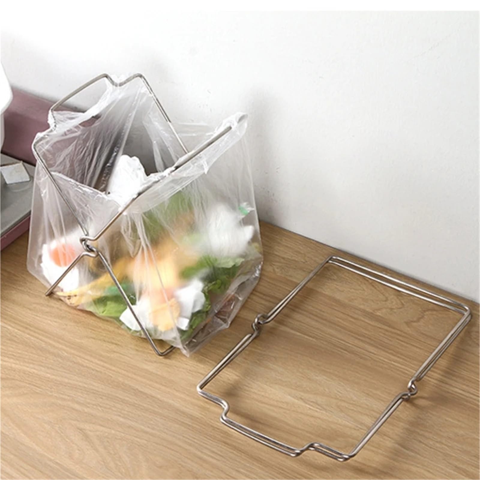 Estante for Bolsas de Basura Acero Inoxidable, 3 uds., encimera Cocina for el hogar, Bolsa Plegable, Soporte for Ahorrar Espacio para Bolsas
