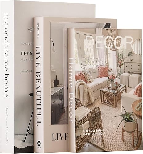 Miniatura 1 de Juego de 3 libros decorativos para decoración del hogar, elegantes libros falsos para decoración, juego de libros de decoración estética para mesa