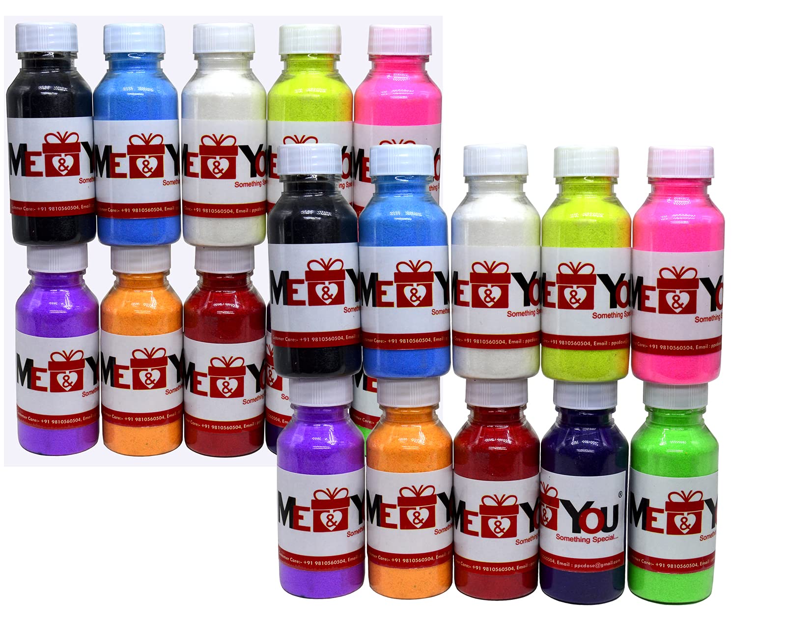 ME & YOU Simple Rangoli Color Powder in PVC Bottle - Rangoli Simple Powder for Decoration, Rangoli Color for Festival (Pack-20) | Rangoli Color Powder