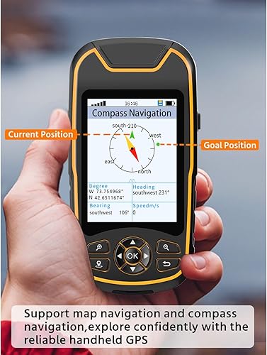 Miniatura 2 de GPS de mano A8 para senderismo, navegador GPS de mano resistente e impermeable, pantalla legible a la luz solar de 3.2 pulgadas, GPS portátil