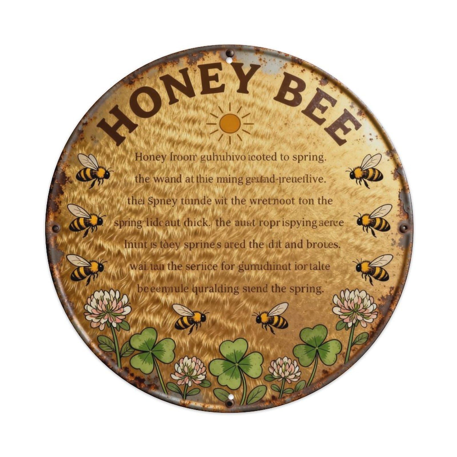 HONEY BEE Metal Tin Sign Plaque