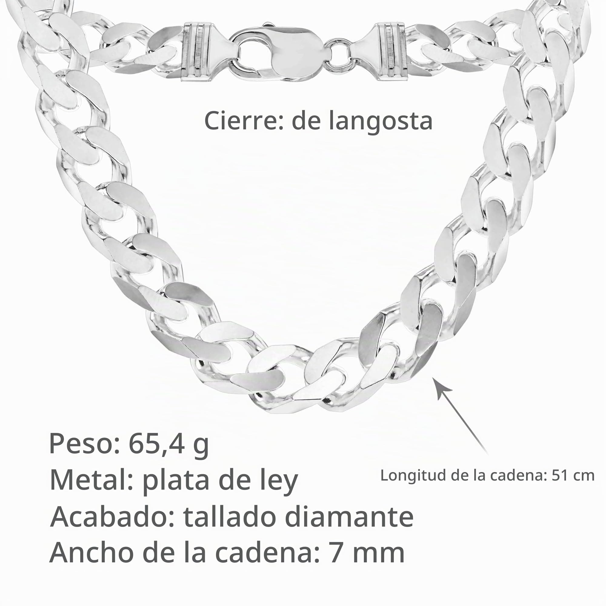 Tuscany Silver Men's Sterling Silver 7.9mm Curb Chain of 51cm/20"