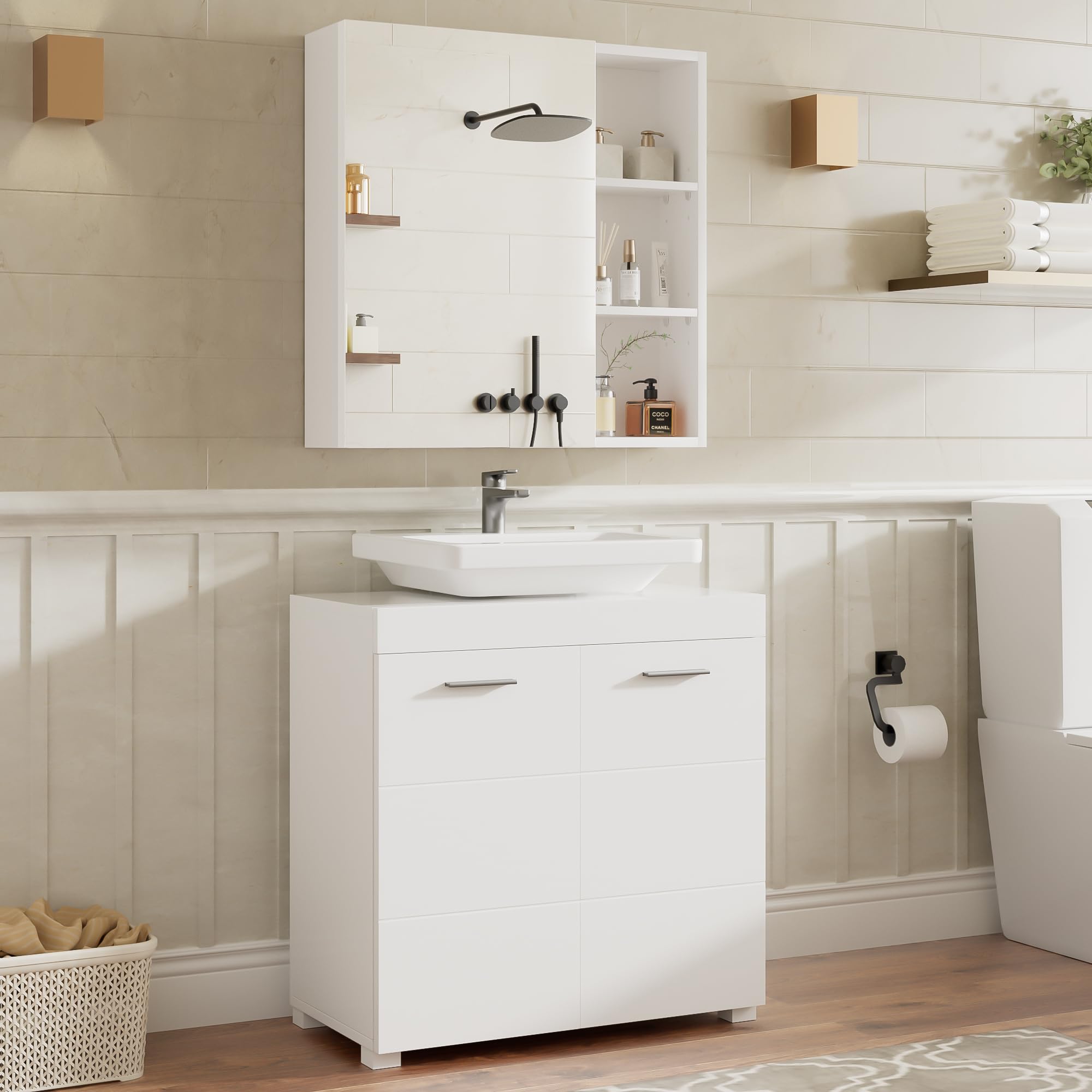DIFFERNZ Spiegelkast Somero 66x60x13 cm wit hoogglans kopen