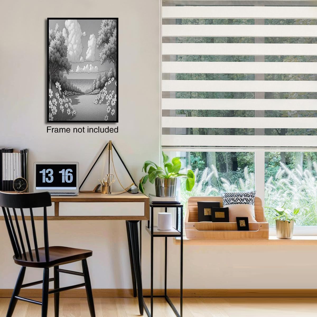 GDJSMIN Arte Murale Alberi Fiori E Motivo Marino, Decorazione Da Parete Per Bagno Schizzo Giardino Paesaggistico, Arte Murale Grigio Chiaro Su Tela Per Camera Da Letto Bagno 80×120 Cm Senza Cornice