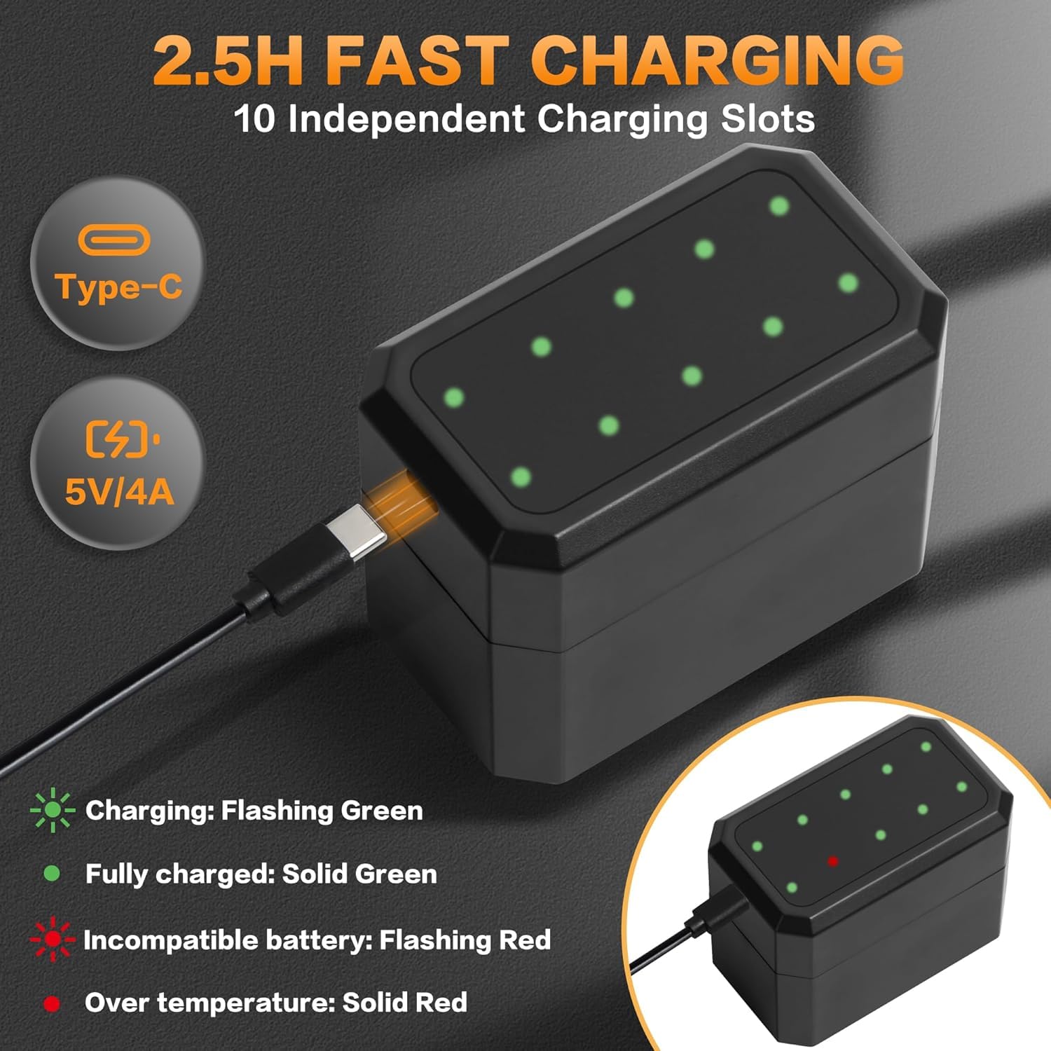 Wiederaufladbare AA-Batterien, Lithium mit Ladegerät, 1,5 V, 3000 mWh, Doppel-A-Akku, wiederaufladbar, langlebig, Pilas Recargables Lithium-Ionen-AA-Akku mit Lade-Aufbewahrungsbox für Blink Outdoor