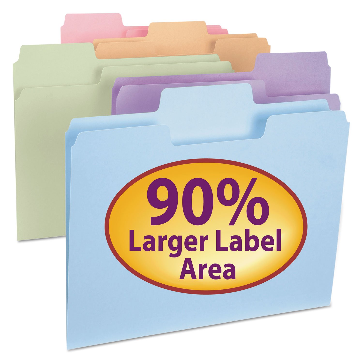 Smead SuperTab® File Folder, Oversized 1/3-Cut Tab, Letter Size, Assorted Colors, 24 per Pack (11927)