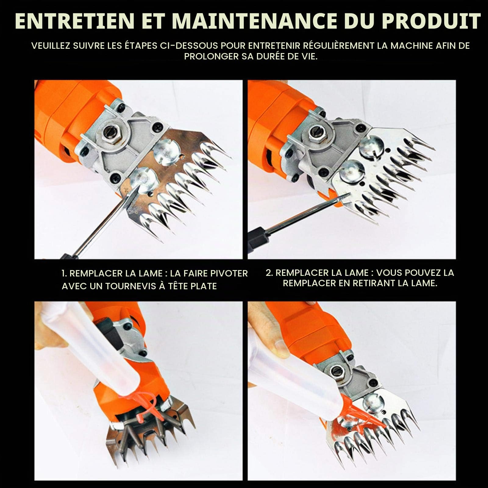 Lames Tondeuse À Moutons Acier Inoxydable, 9 Dents Lot 2 Pièces | Peigne De Rechange À Forme Courbée, Installation Facile, Adapté Moutons Chèvres Alpagas 9-Tooth Curved Blade + Swing Blade