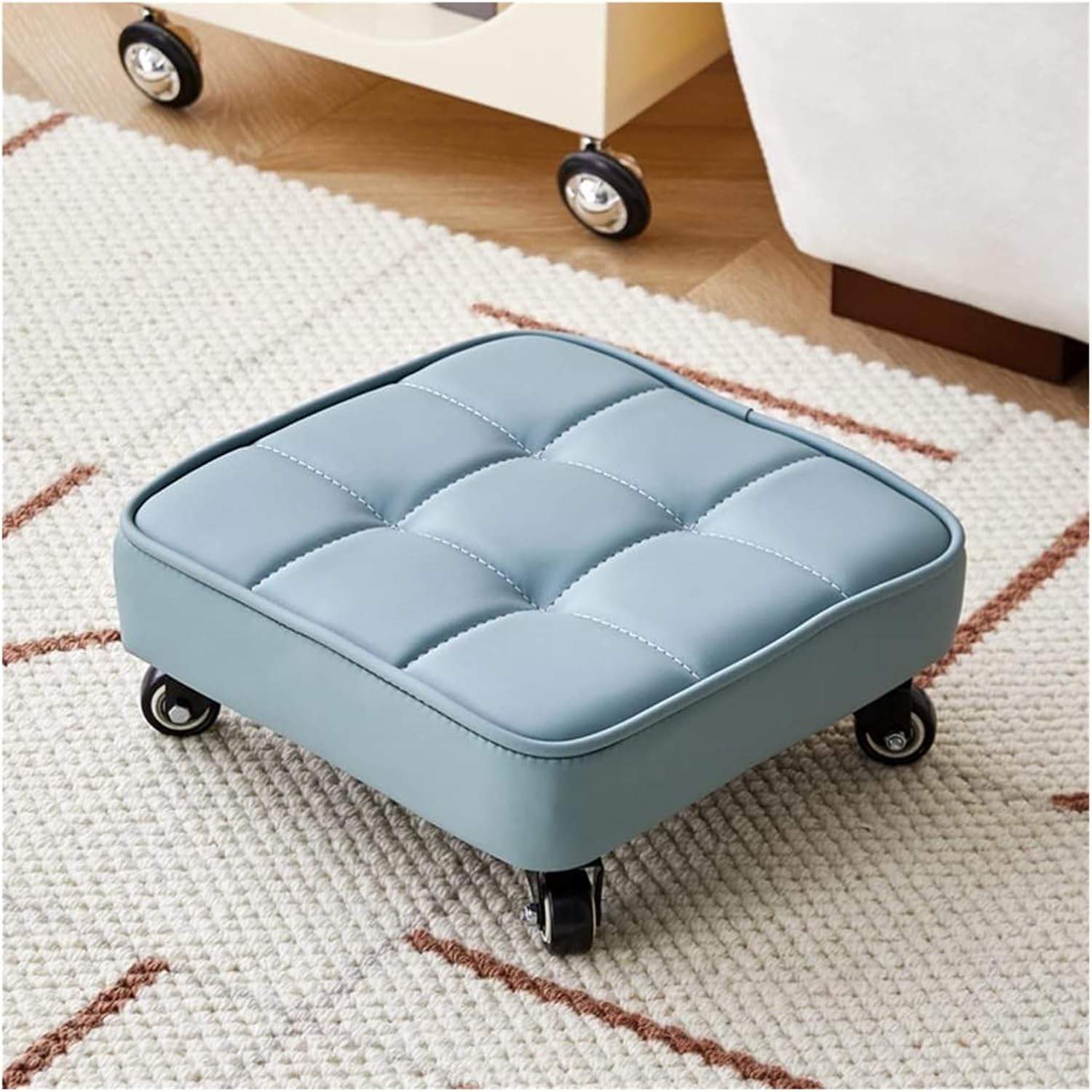 Garage Shop Roller Work Seat,Pneumatic Rolling Stool,Rolling Padded Mechanic Chair,360 Rotating Leather Cushion,for Home Shop Low Roller Seat(Green) (Black 33 * 33 * 14cm)