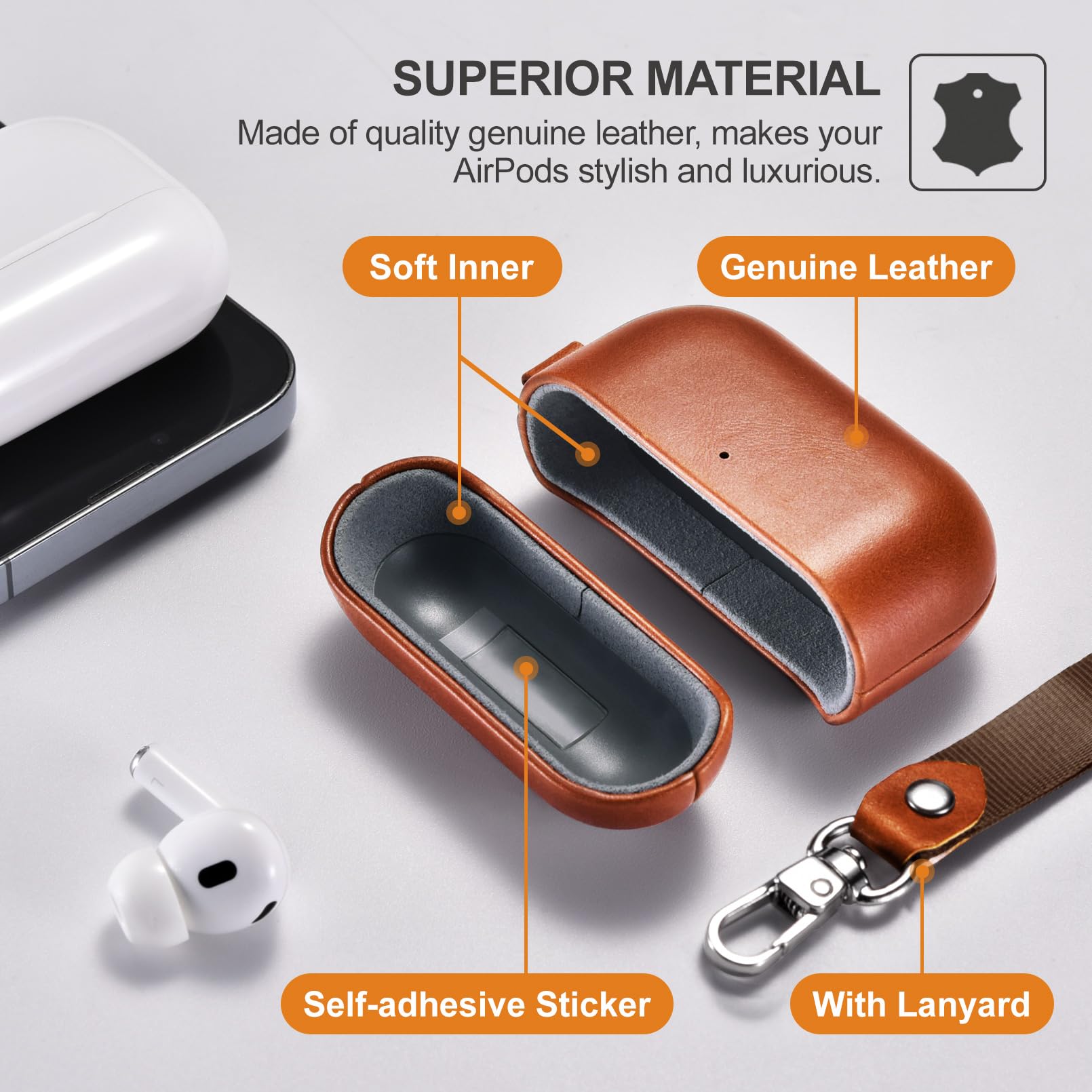 Amazon | AirPods Pro 3 用ケース 本革レザーケース (2025年9月発売