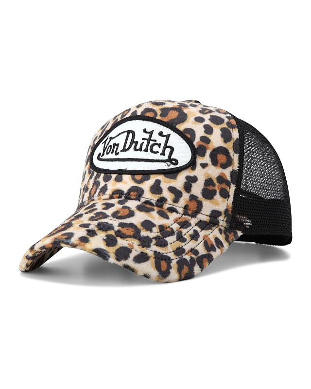 Von Dutch Unisex Trucker Hat - Velvet Curved Bill Mesh Back Retro Classic Adjustable Snapback Baseball Cap for