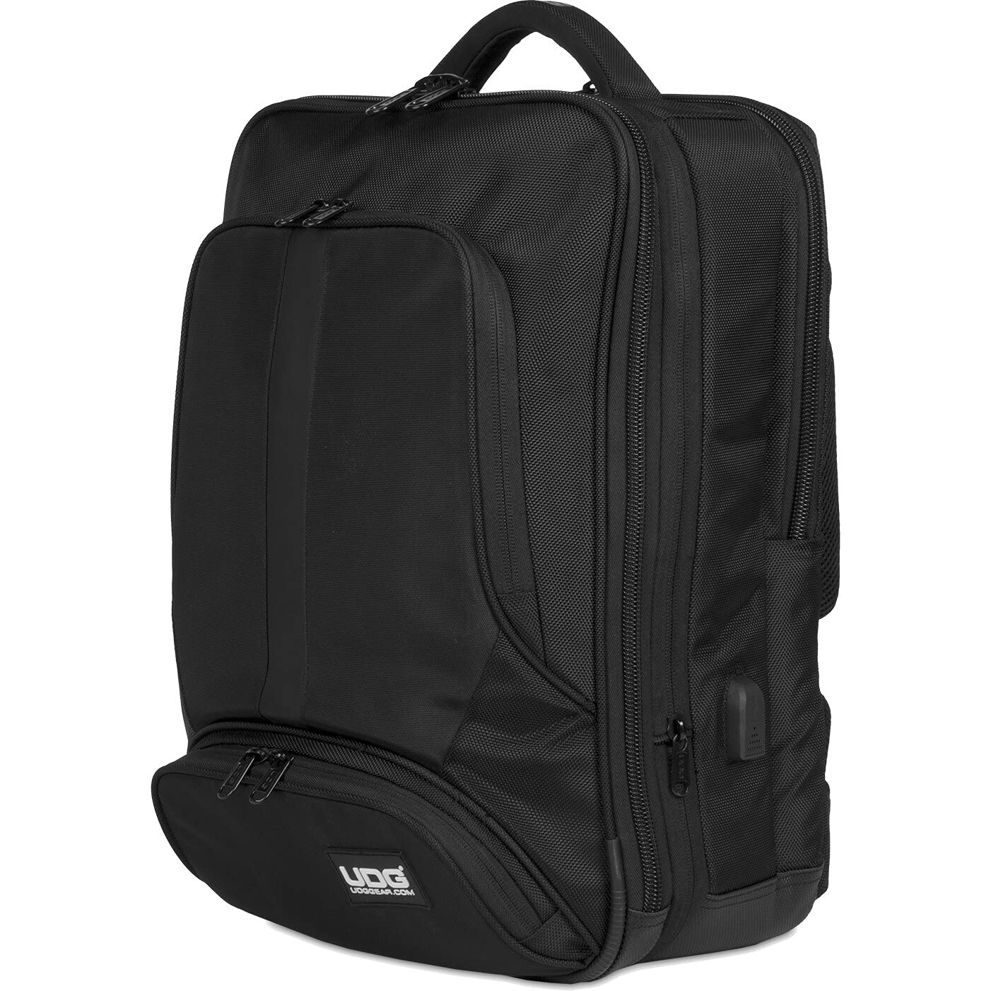 UDG Ultimate Backpack Slim Schwarz, innen Orange (U9108BL/OR) | 17-Zoll-Laptop und Controller in einer Tasche transportieren; wasserabweisendes Nylon; gepolsterte Fächer; Organizer