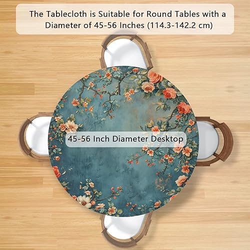 Vista 363 de Pardick Mantel redondo elástico con diseño de hojas de otoño, mantel redondo ajustable de 36 a 42 pulgadas, mantel circular impermeable, lavable