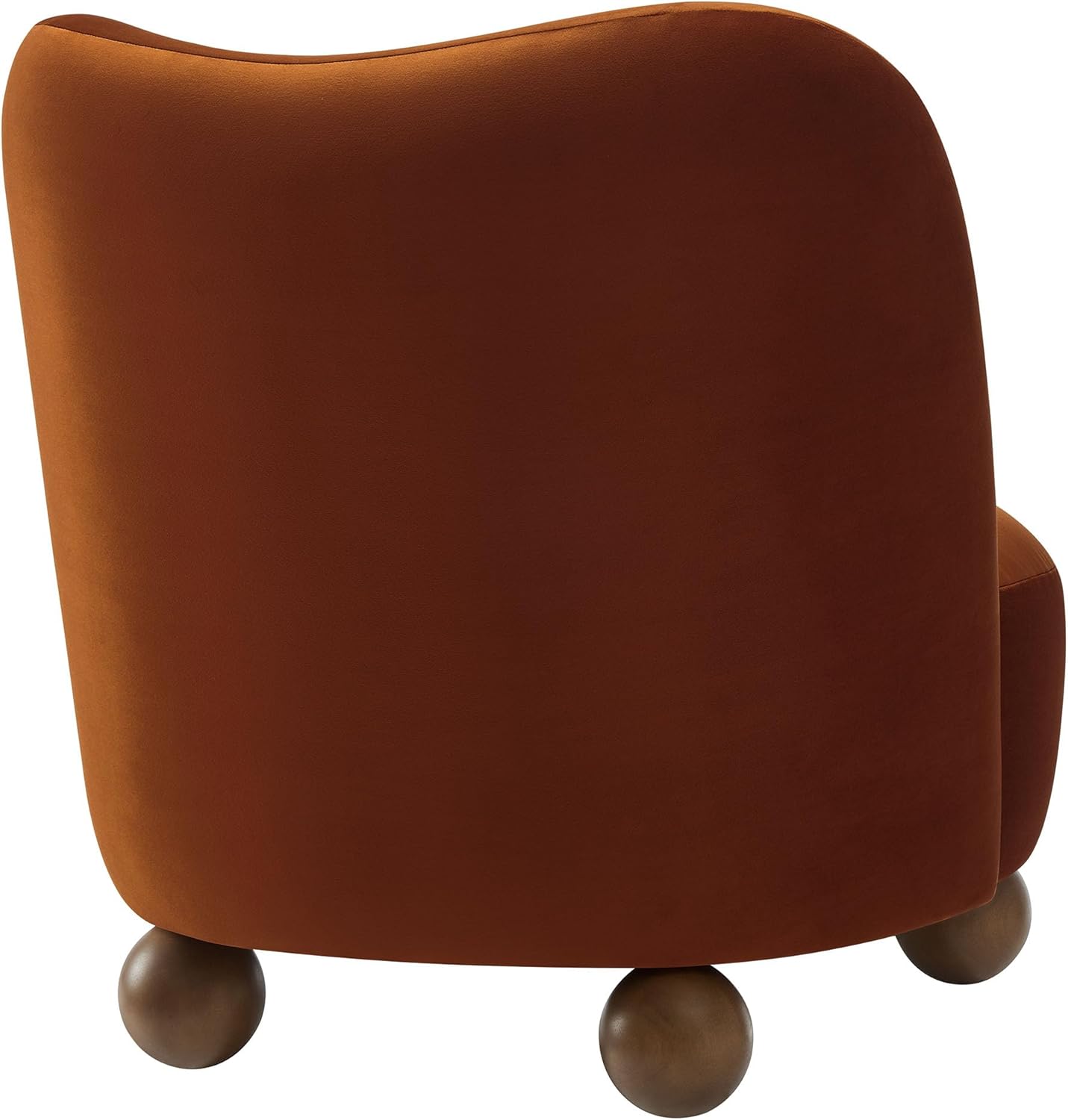 Modway Monroe Performance Velvet Accent Chair in Rust Walnut - Upholstered Stain-Resistant Barrel Chair - Comfy Lounge Chair - Oversized Round Armless Reading Chair for Living Room