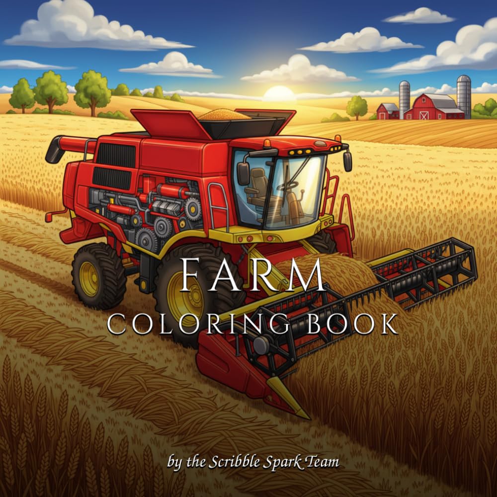 Farm Coloring Book: 55 Rustic Designs for Adults: By the Scribble Spark Team