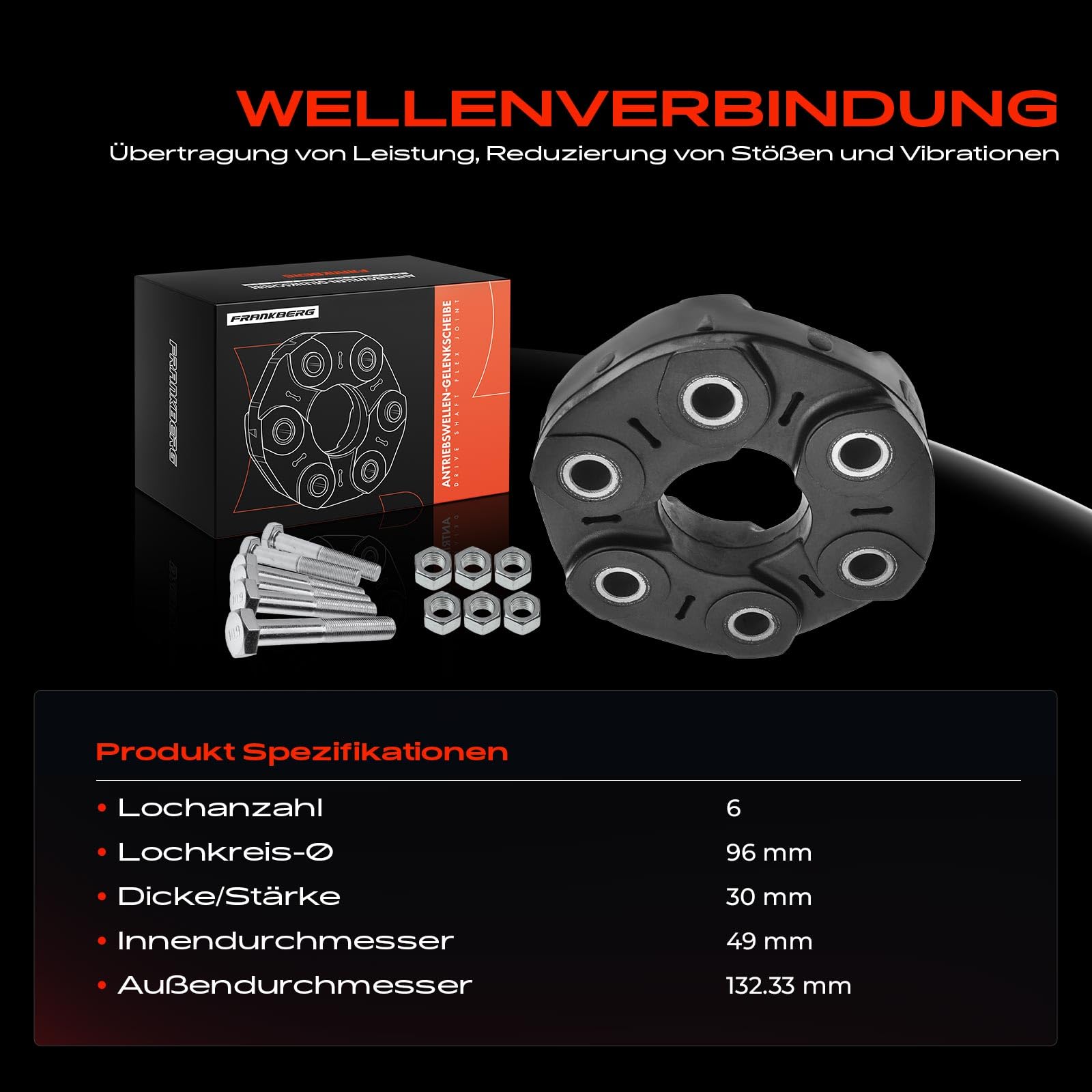 Frankberg Gelenkscheibe Hardyscheibe Kompatibel mit 1er 2004-2013 3er 1998-2013 X1 2009-2015 X3 2014-2017 X5 2000-2015 Z4 Roadster 2004-2017 Replace# 26111209168