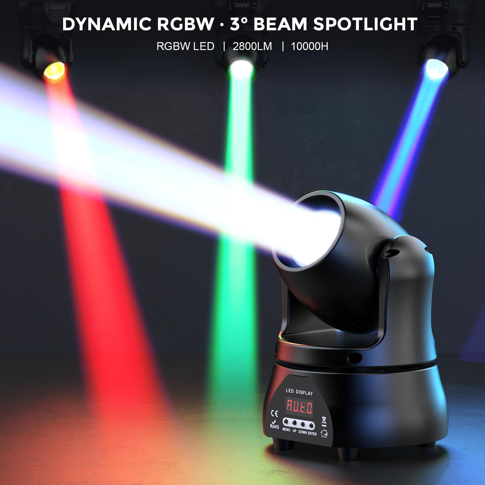 2PCS 70W Teste Mobili Luci Palcoscenico Spot Beam, Luce Discoteca LED RGBW DMX512 Gioco di Luce Serata Controllo Vocale Luce di Festa per Club Bar Halloween DJ