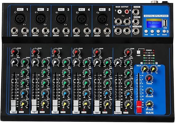 kh HT7 Bluetooth Portable Audio Mixer w/USB DJ Sound Mixing Console MP3 ...