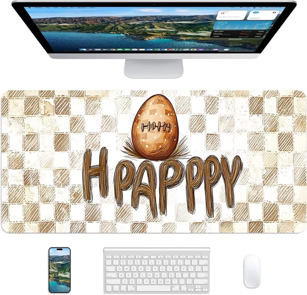 Wxuaixnn Plaid Tappetino per Mouse Gaming XXL, 160x80cm Tappetino da Scrivania, Bianco Mousepad con Bordi Cuciti per Gamer e computer portatilea, Migliora la Precisione e la velocità -9947