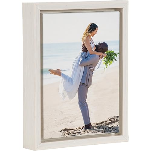 Kate and Laurel Custom Printed Framed Canvas Wall Art, 8x10 White, Sylvie Personal Canvas Print with Your Photos for Bedroom or Living Room Gallery Wall Decor | Printed and Hand Framed in the USA