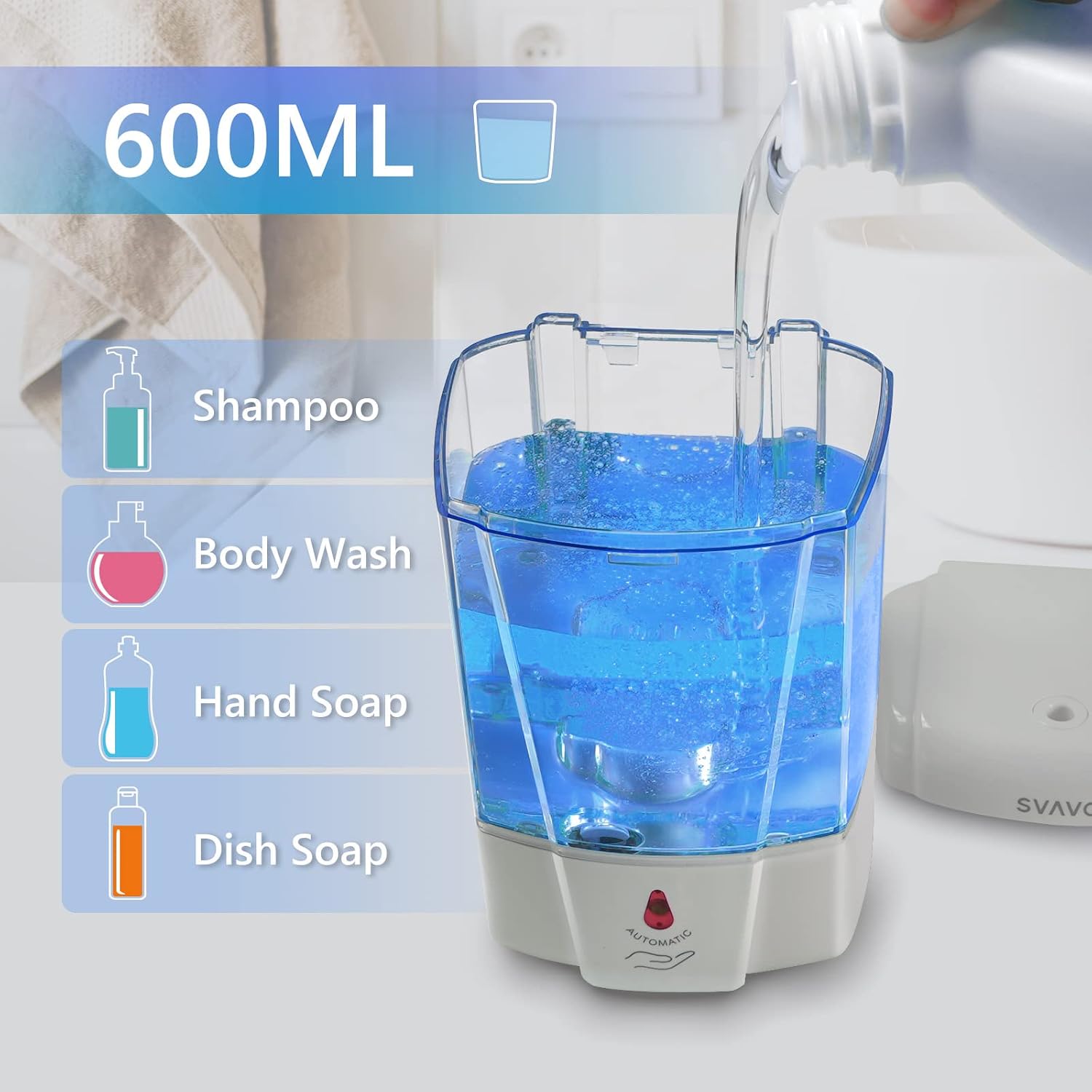CIBSS Automatic Soap Dispenser Wall Mount, Touchless Soap Dispenser 600ml/20.28oz Battery Operated Hand Free Hand Sanitizer Dispenser Wall Mounted for Bathroom Kitchen Hotel Offices Plastic(Gray)